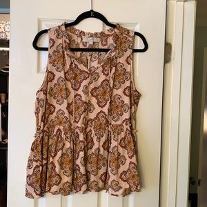 LOFT Blush Peplum Sleeveless Blouse